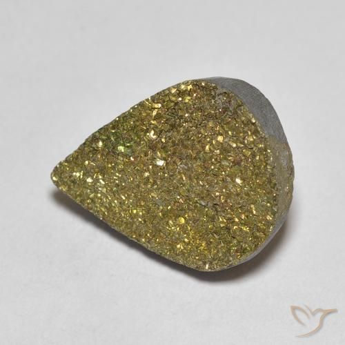 5.42 ct Multicolor Rainbow Pyrite Stone, Natural Rainbow Pyrite in Pear Crystal Cluster Shape for Sale