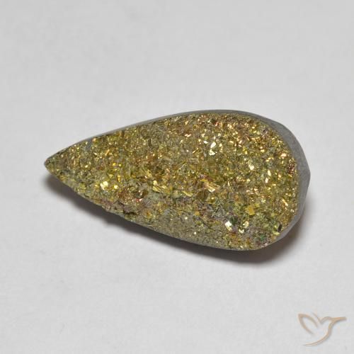 5.93 ct Multicolor Rainbow Pyrite Stone, Natural Rainbow Pyrite in Pear Crystal Cluster Shape for Sale
