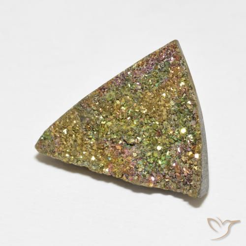7.72 ct Multicolor Rainbow Pyrite Stone, Natural Rainbow Pyrite in Trillion Crystal Cluster Shape for Sale