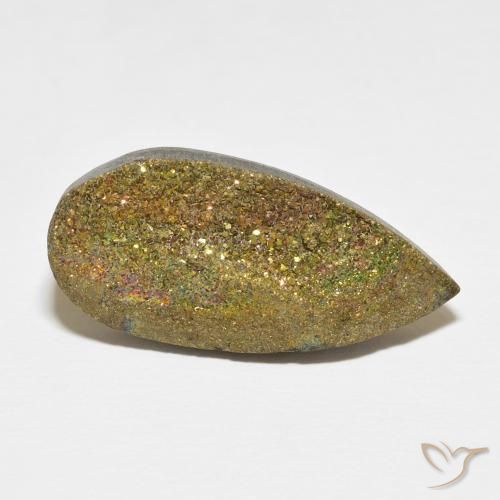 13.42 ct Multicolor Rainbow Pyrite Stone, Natural Rainbow Pyrite in Pear Crystal Cluster Shape for Sale