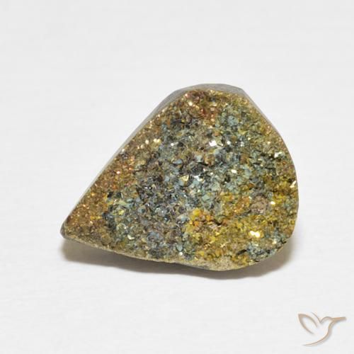 3.71ct Natural Multicolor Rainbow Pyrite, Pear Shape, Opaque
