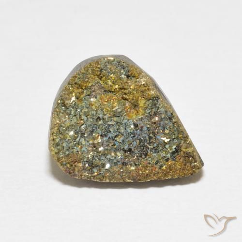3.71 ct Multicolor Rainbow Pyrite Stone, Natural Rainbow Pyrite in Pear Crystal Cluster Shape for Sale