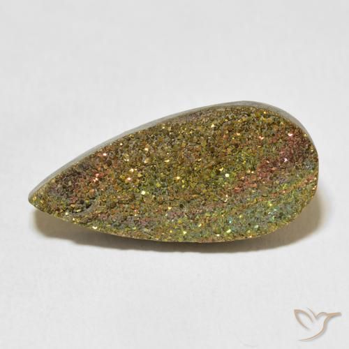 8.74ct Natural Multicolor Rainbow Pyrite, Pear Shape, Opaque
