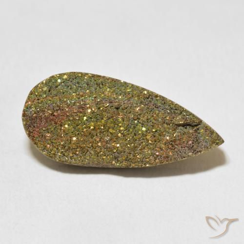 8.74 ct Multicolor Rainbow Pyrite Stone, Natural Rainbow Pyrite in Pear Crystal Cluster Shape for Sale