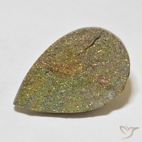 22.03ct Natural Multicolor Rainbow Pyrite, Pear Shape, Opaque