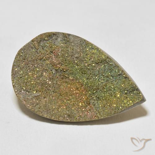 22.03 ct Multicolor Rainbow Pyrite Stone, Natural Rainbow Pyrite in Pear Crystal Cluster Shape for Sale