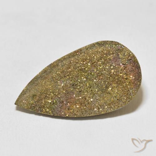 17.24ct Natural Multicolor Rainbow Pyrite, Pear Shape, Opaque