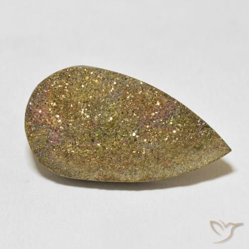 17.24 ct Multicolor Rainbow Pyrite Stone, Natural Rainbow Pyrite in Pear Crystal Cluster Shape for Sale
