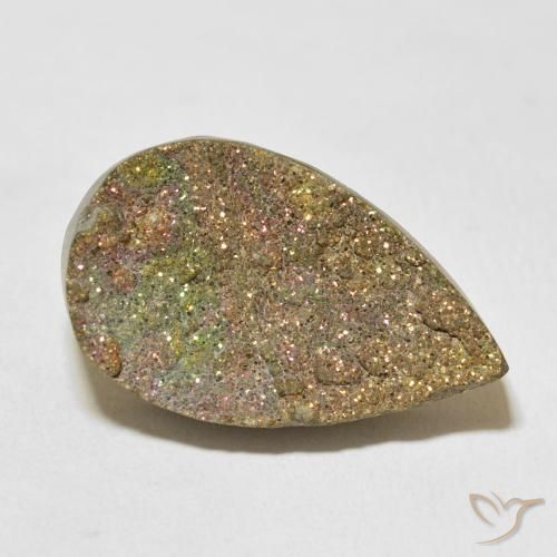 17.21ct Natural Multicolor Rainbow Pyrite, Pear Shape, Opaque