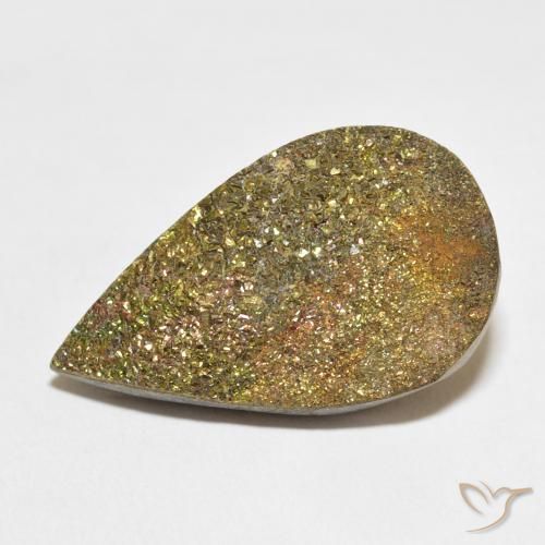18.07ct Natural Multicolor Rainbow Pyrite, Pear Shape, Opaque