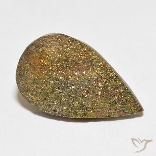18.07 ct Multicolor Rainbow Pyrite Stone, Natural Rainbow Pyrite in Pear Crystal Cluster Shape for Sale