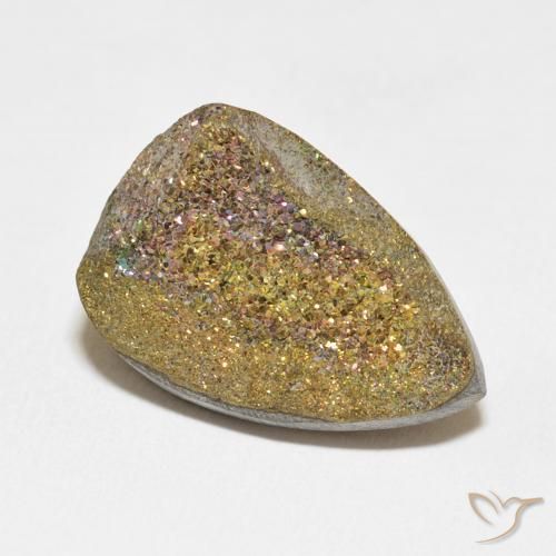 13.11 ct Multicolor Rainbow Pyrite Stone, Natural Rainbow Pyrite in Pear Crystal Cluster Shape for Sale