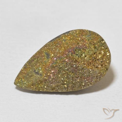 6.31ct Natural Multicolor Rainbow Pyrite, Pear Shape, Opaque
