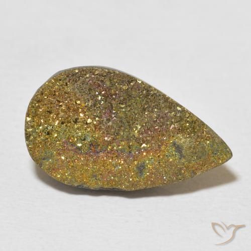6.31 ct Multicolor Rainbow Pyrite Stone, Natural Rainbow Pyrite in Pear Crystal Cluster Shape for Sale