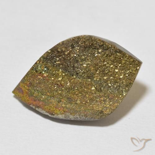 15.21 ct Multicolor Rainbow Pyrite Stone, Natural Rainbow Pyrite in Pear Crystal Cluster Shape for Sale