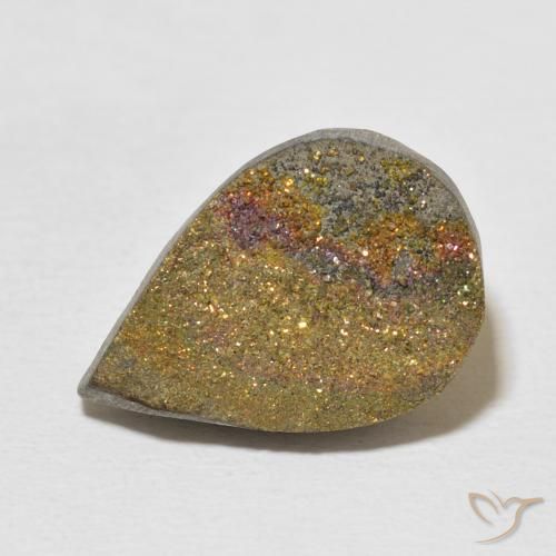 9.97ct Natural Multicolor Rainbow Pyrite, Pear Shape, Opaque