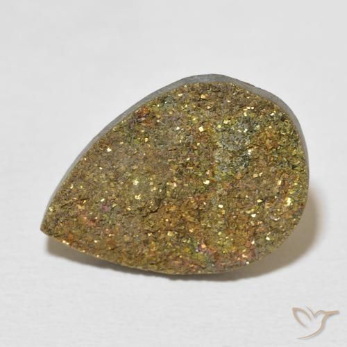8.15 ct Multicolor Rainbow Pyrite Stone, Natural Rainbow Pyrite in Pear Crystal Cluster Shape for Sale