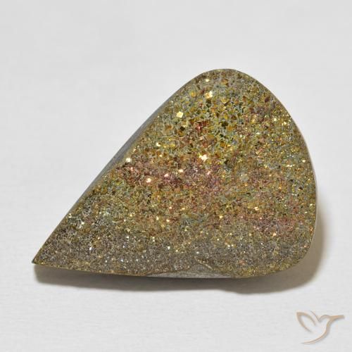 20.03ct Natural Multicolor Rainbow Pyrite, Pear Shape, Opaque