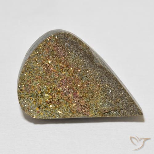 20.03 ct Multicolor Rainbow Pyrite Stone, Natural Rainbow Pyrite in Pear Crystal Cluster Shape for Sale