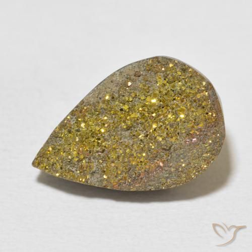 6.87ct Natural Multicolor Rainbow Pyrite, Pear Shape, Opaque