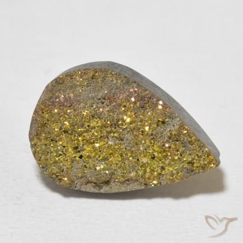 6.87 ct Multicolor Rainbow Pyrite Stone, Natural Rainbow Pyrite in Pear Crystal Cluster Shape for Sale