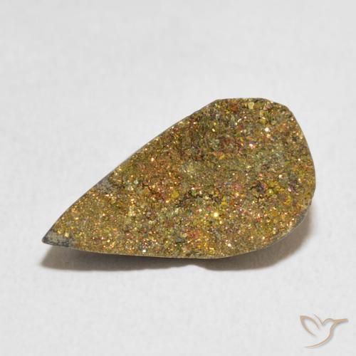 4.89ct Natural Multicolor Rainbow Pyrite, Pear Shape, Opaque