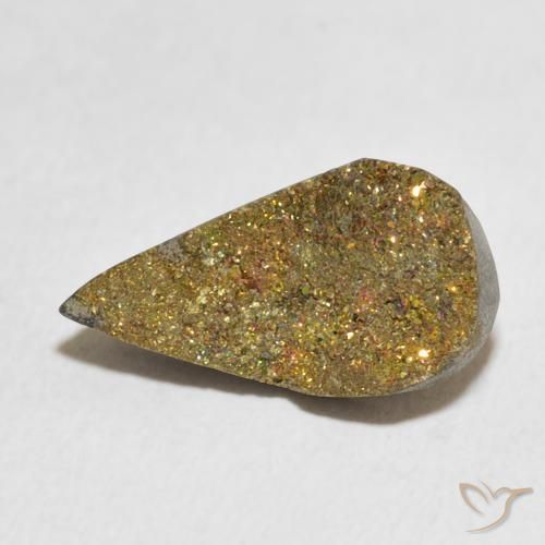 4.89 ct Multicolor Rainbow Pyrite Stone, Natural Rainbow Pyrite in Pear Crystal Cluster Shape for Sale