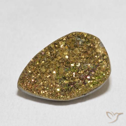 5.82ct Natural Multicolor Rainbow Pyrite, Pear Shape, Opaque