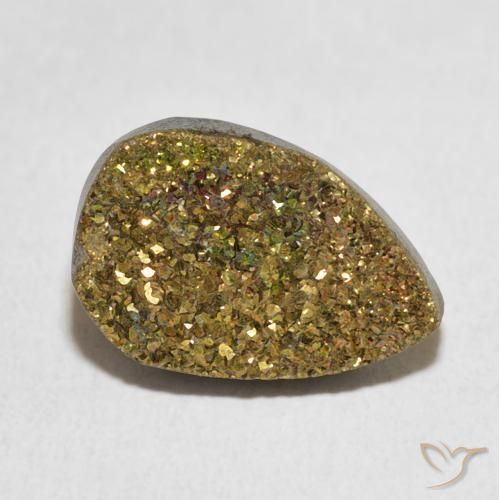 5.82 ct Multicolor Rainbow Pyrite Stone, Natural Rainbow Pyrite in Pear Crystal Cluster Shape for Sale