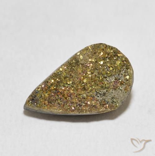 4.66ct Natural Multicolor Rainbow Pyrite, Pear Shape, Opaque