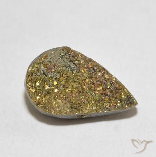 4.66 ct Multicolor Rainbow Pyrite Stone, Natural Rainbow Pyrite in Pear Crystal Cluster Shape for Sale