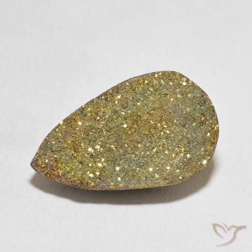 9.12ct Natural Multicolor Rainbow Pyrite, Pear Shape, Opaque