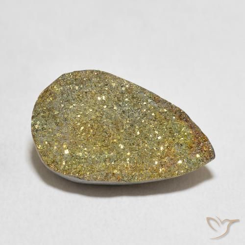 9.12 ct Multicolor Rainbow Pyrite Stone, Natural Rainbow Pyrite in Pear Crystal Cluster Shape for Sale