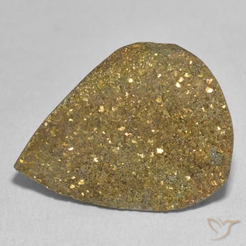 13.48ct Natural Multicolor Rainbow Pyrite, Pear Shape, Opaque