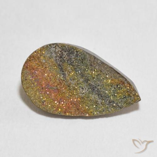 6.04 ct Multicolor Rainbow Pyrite Stone, Natural Rainbow Pyrite in Pear Crystal Cluster Shape for Sale
