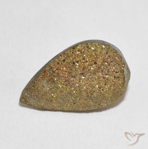 4.75ct Natural Multicolor Rainbow Pyrite, Pear Shape, Opaque
