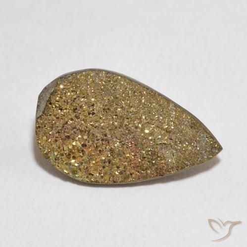 4.75 ct Multicolor Rainbow Pyrite Stone, Natural Rainbow Pyrite in Pear Crystal Cluster Shape for Sale
