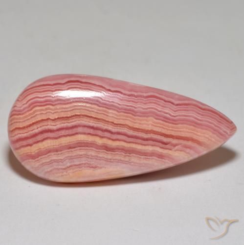 31.44 ct Multicolor Rhodochrosite Stone, Natural Rhodochrosite in Pear Cabochon Shape for Sale