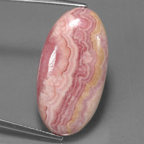 25.79 ct Multicolor Rhodochrosite Gemstone, Rhodochrosite Gem in Oval Cabochon Shape for Sale.