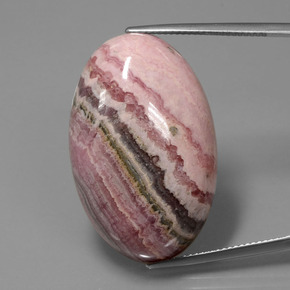 60.61 ct Multicolor Rhodochrosite Gemstone, Rhodochrosite Gem in Oval Cabochon Shape for Sale.