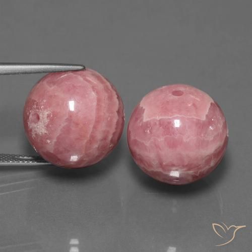 Coppia Rodocrosite Sfera abbinata 16,9mm - Peso 93,75 ct totali / media. 46,88 ct ciascuno, pietra preziosa naturale non trattati, colore Multicolore in purezza Opaque, durezza Mohs 4 - 4, Photo A