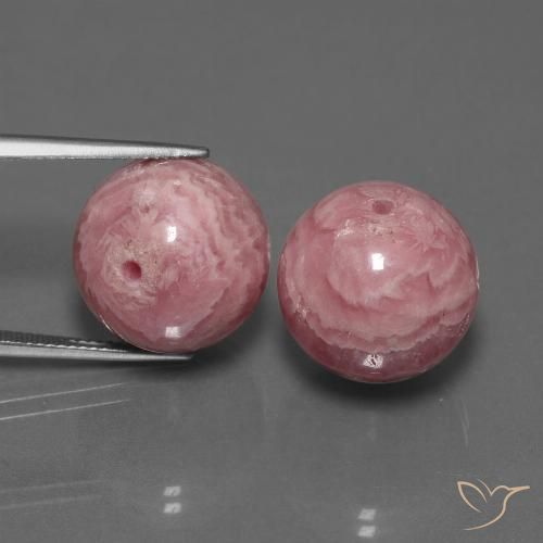 Coppia Rodocrosite taglio sfera da 15,6mm abbinati - Peso 74,29 ct totali / media. 37,15 ct ciascuno, colore Multicolore in purezza Opaque, pietra preziosa naturale non trattati, durezza Mohs 4 - 4, Photo A