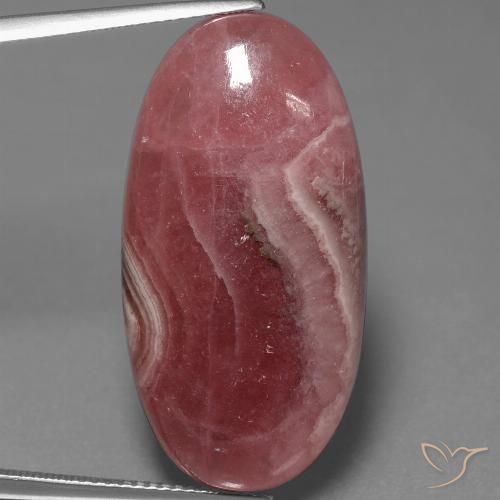 37.59 ct Oval Rhodochrosite, 31.7 x 16.2 mm From South Africa, Photo A