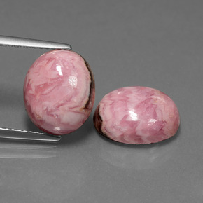 12.47 ctw Multicolor Rhodochrosite Gemstones, Rhodochrosite Gems in Oval Cabochon Shape for Sale.