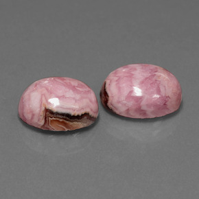 12.47 ctw Multicolor Rhodochrosite Stones, Natural Rhodochrosite in Oval Cabochon Shape for Sale