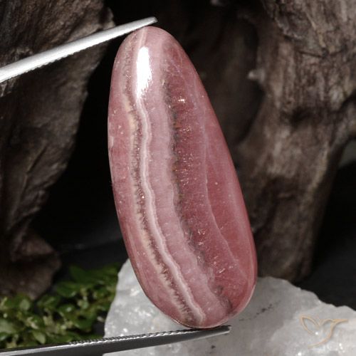 45.61 ct Pear Rhodochrosite, 37.9 x 15.6 mm From South Africa, Photo A