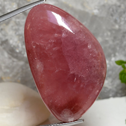 37.4 x 23.2mm Trillion Multicolor Rhodochrosite from South Africa, Weight of 56.64ct, Natural untreated Gemstone in Translucent Clarity, 1pc Trillion Cabochon Rhodochrosite - Color: Multicolor, Mohs Hardness of 4 - 4, Photo A