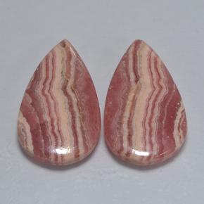 30.41 ctw Multicolor Rhodochrosite Gemstones, Rhodochrosite Gems in Pear Cabochon Shape for Sale.