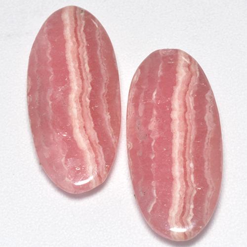 5.99 ctw Pink Rhodochrosite Gemstones, Rhodochrosite Gems in Oval Cabochon Shape for Sale.