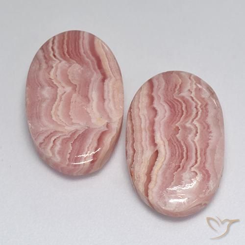 2 pezzi Rodocrosite multicolore Ovale abbinato di dimensioni 17 x 10,7mm, peso 18,48 ct totali / media. 9,24 ct ciascuno, giallo in purezza Translucent, gemma naturale non trattati, durezza Mohs 4 - 4 , Photo A
